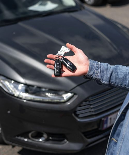 Car keys in someones hands